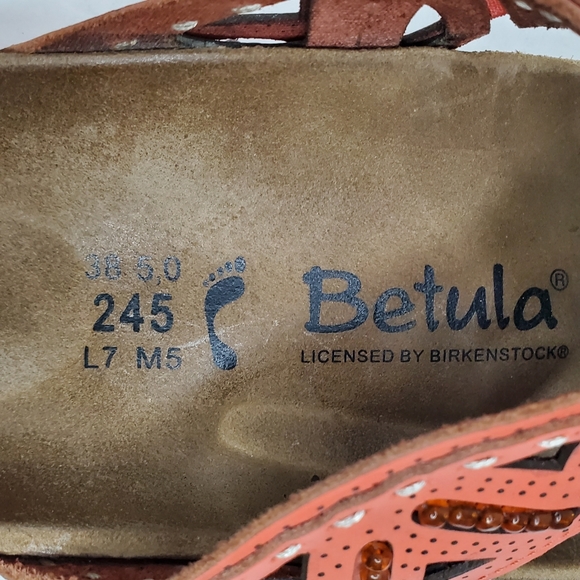 Birkenstock Betulas "Joyce" Beaded Laser Cut Cross Strap Sandals Salmon Size 7 - Picture 12 of 13